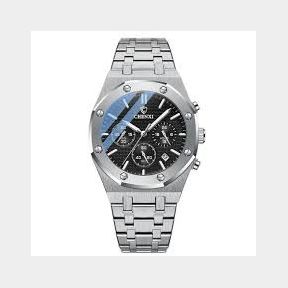 Men s Gun Steel Formal Quartz Watch - Silver Black - Timeless Elegance Crafted from Stainless Steel -51735/2247 AS A1