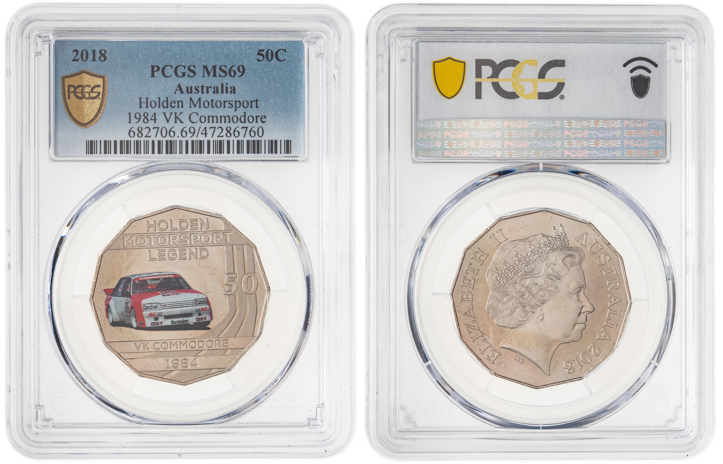 Elizabeth II, Holden Motorsport - 1984 VK Commodore, Fifty Cent, 2018, PCGS MS69