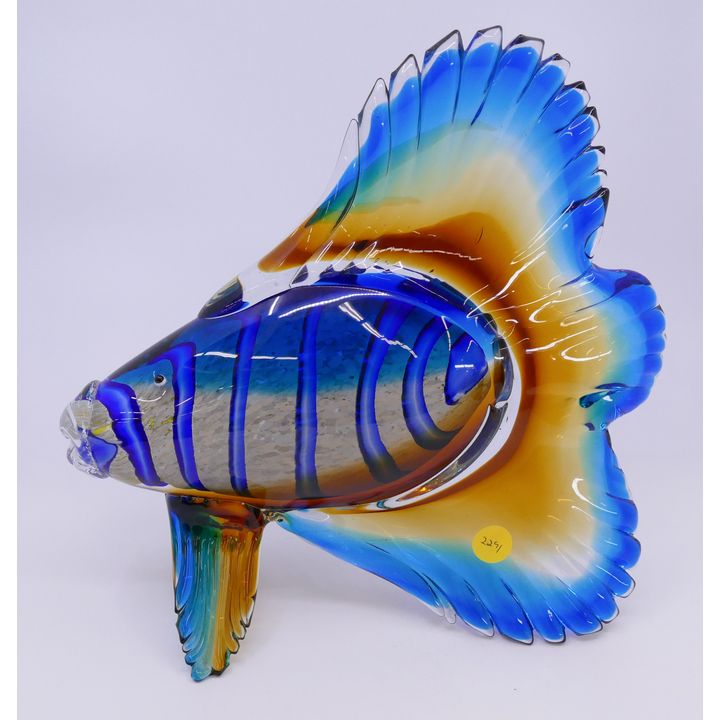 Art Glass Large Fish Sculpture- 11.5x11.5''