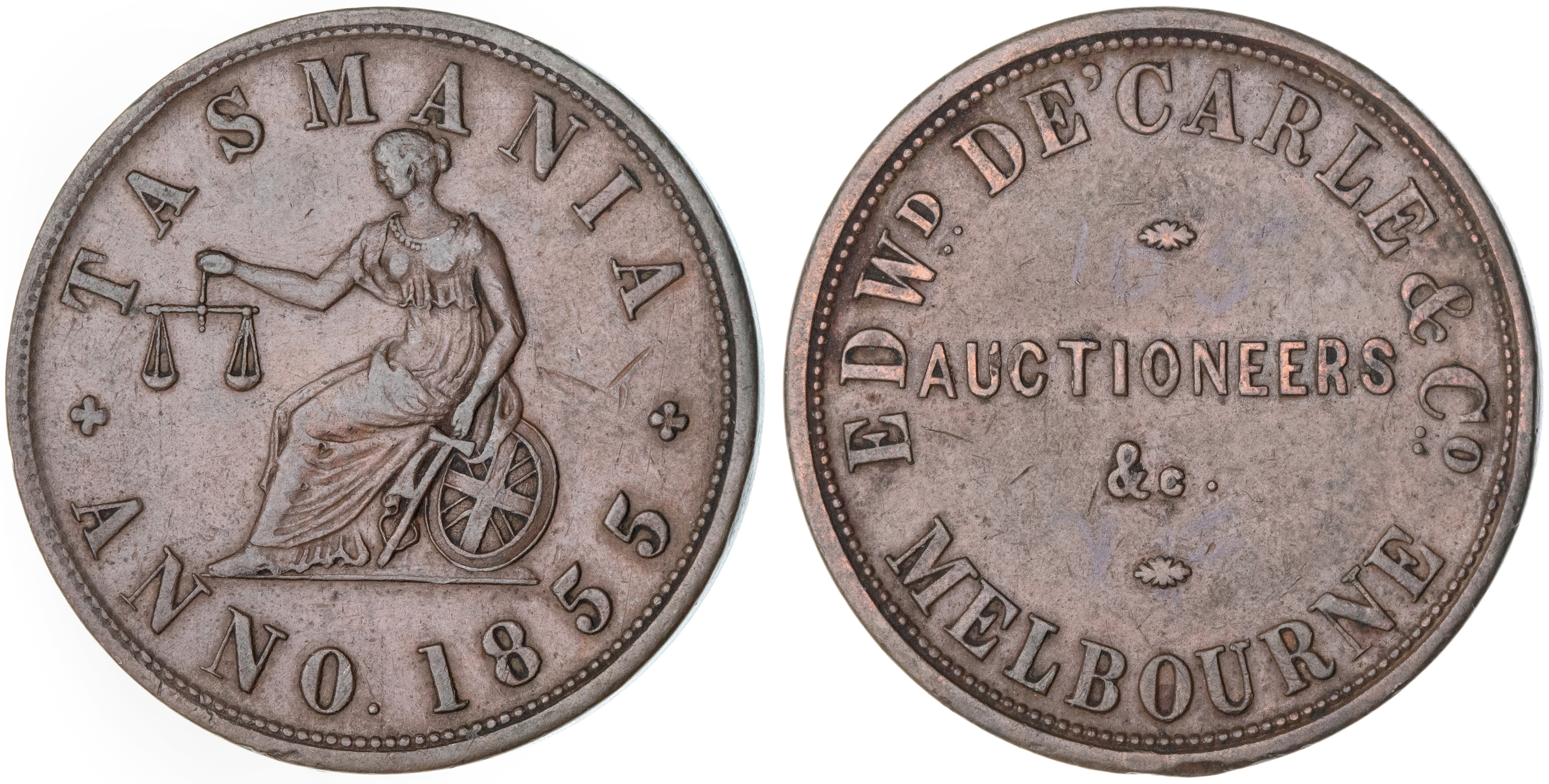Melbourne, Victoria, Edward de Carle & Co, Penny, 1855, VF