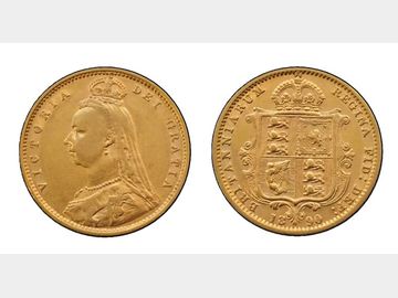 1890 Queen Victoria Jubilee Head Gold Half Sovereign.