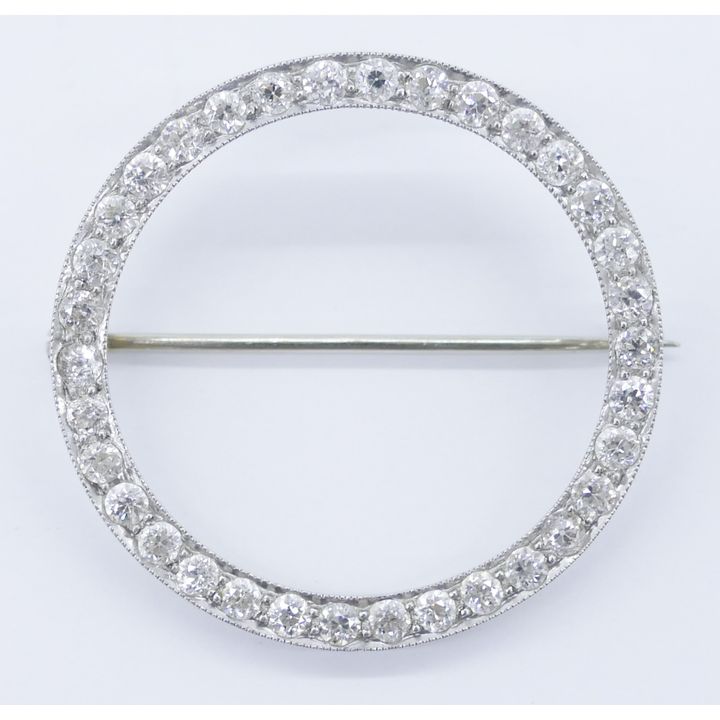 Art Deco Platinum and Diamond Circle Brooch