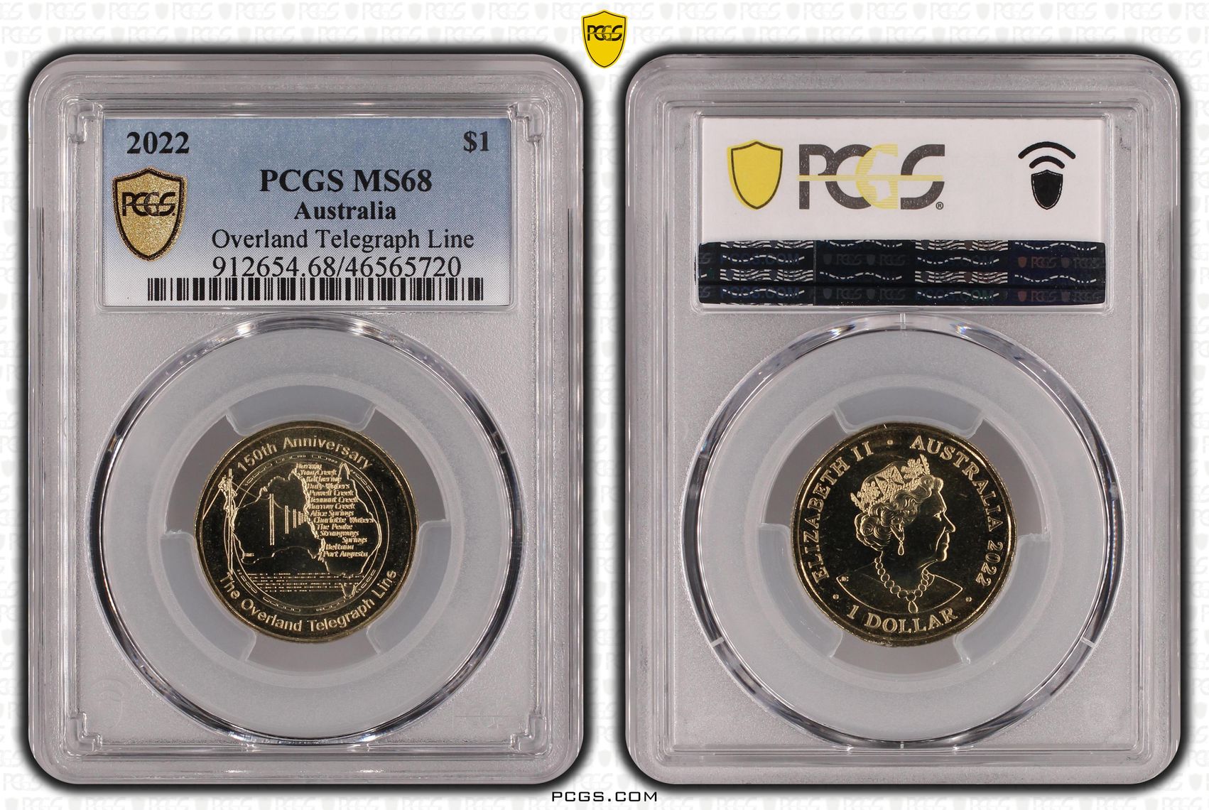 Overland Telegraph Line, One Dollar, 2022, PCGS MS68