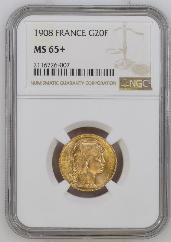 GAULT-millau ゴーミョ　1976.1977年　フランス France Third Republic 1908 Gold 20 Francs NGC MS 65+