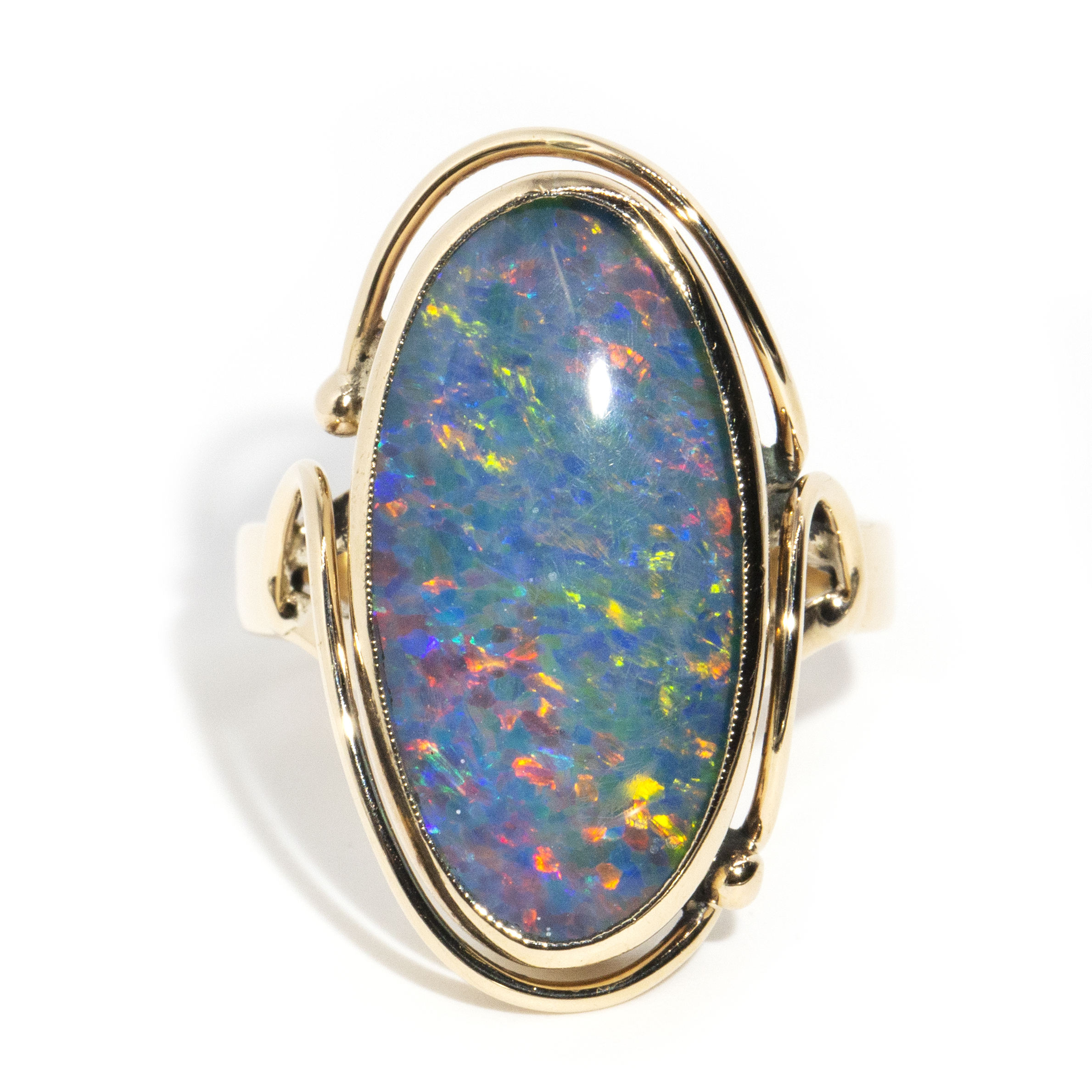 171 · Vintage Opal Triplet 9 Carat Gold Ring