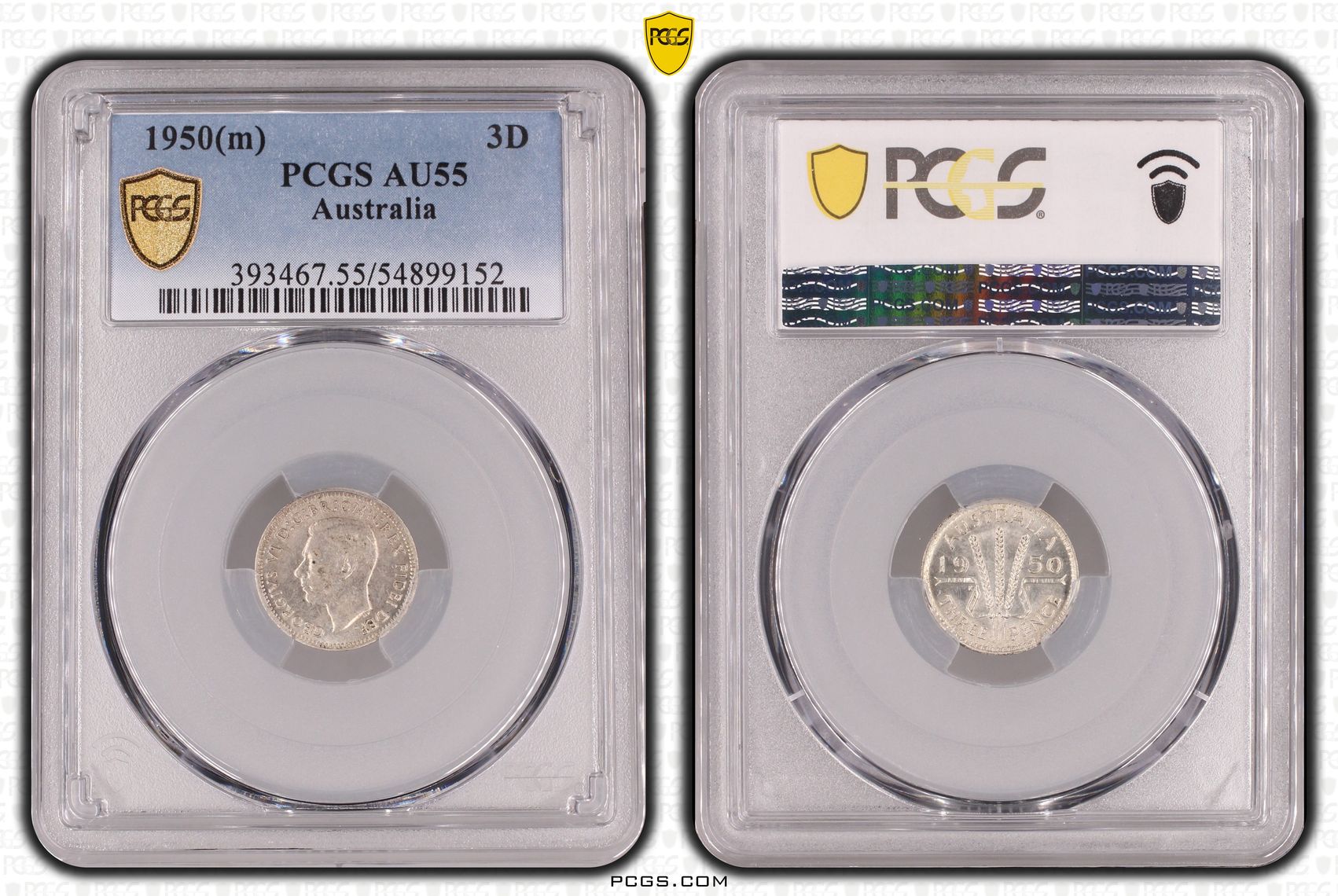103 · Threepence, 1950(m), PCGS AU55