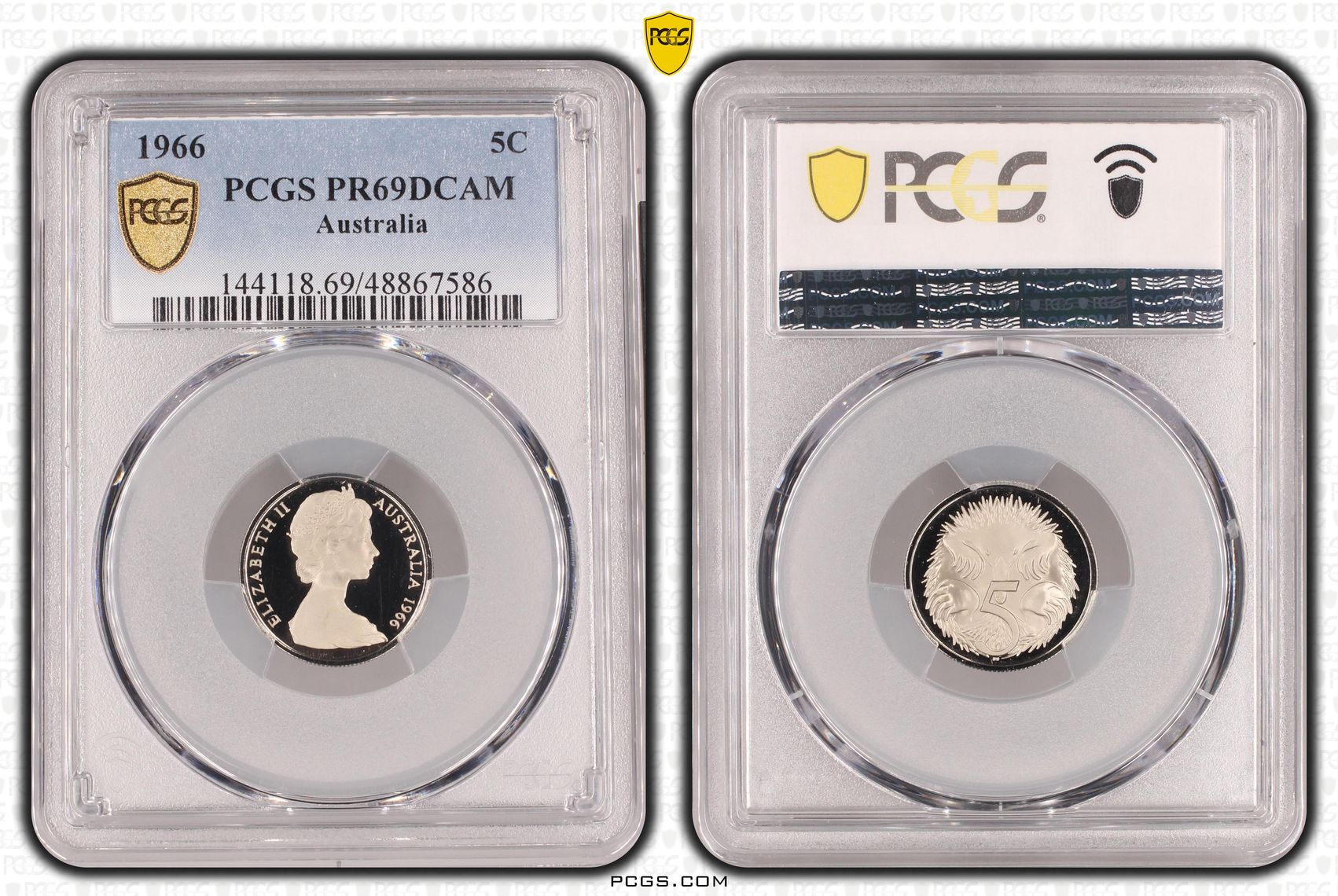 Elizabeth II, , Five Cent, 1966, PCGS PR69DCAM