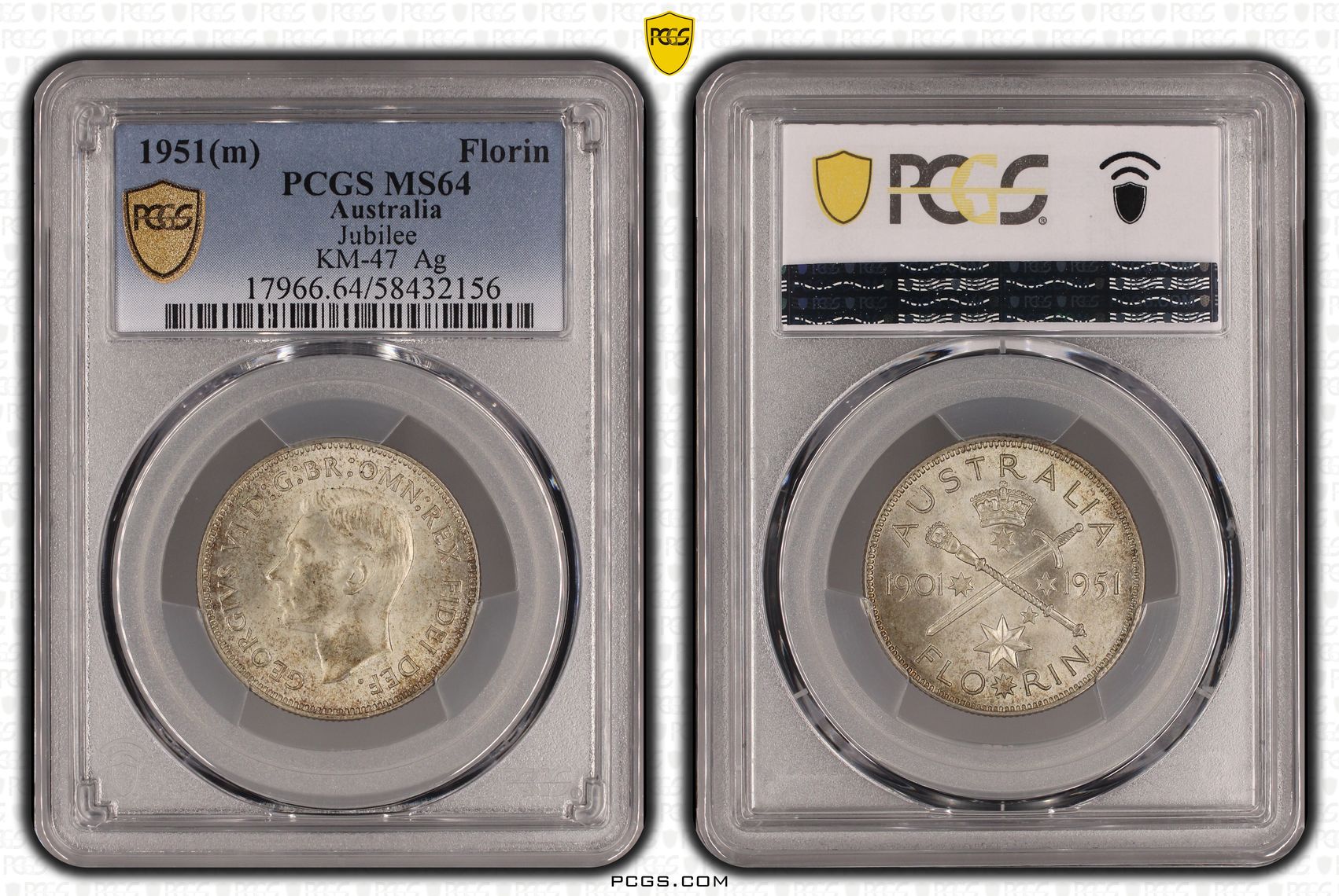 George VI, Jubilee, Florin, 1951(m), PCGS MS64