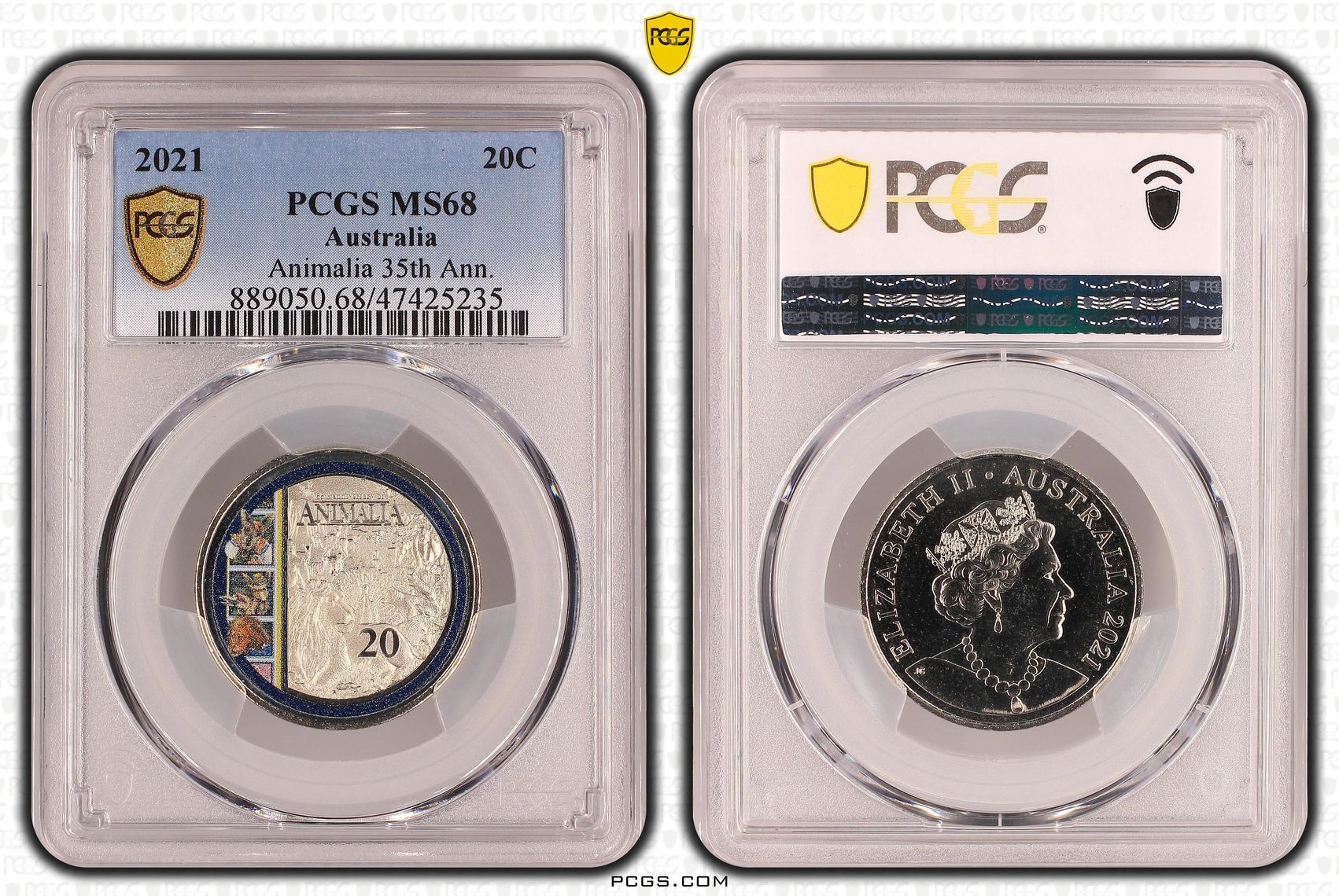 Animalia 35th Ann. , Twenty Cent, 2021, PCGS MS68