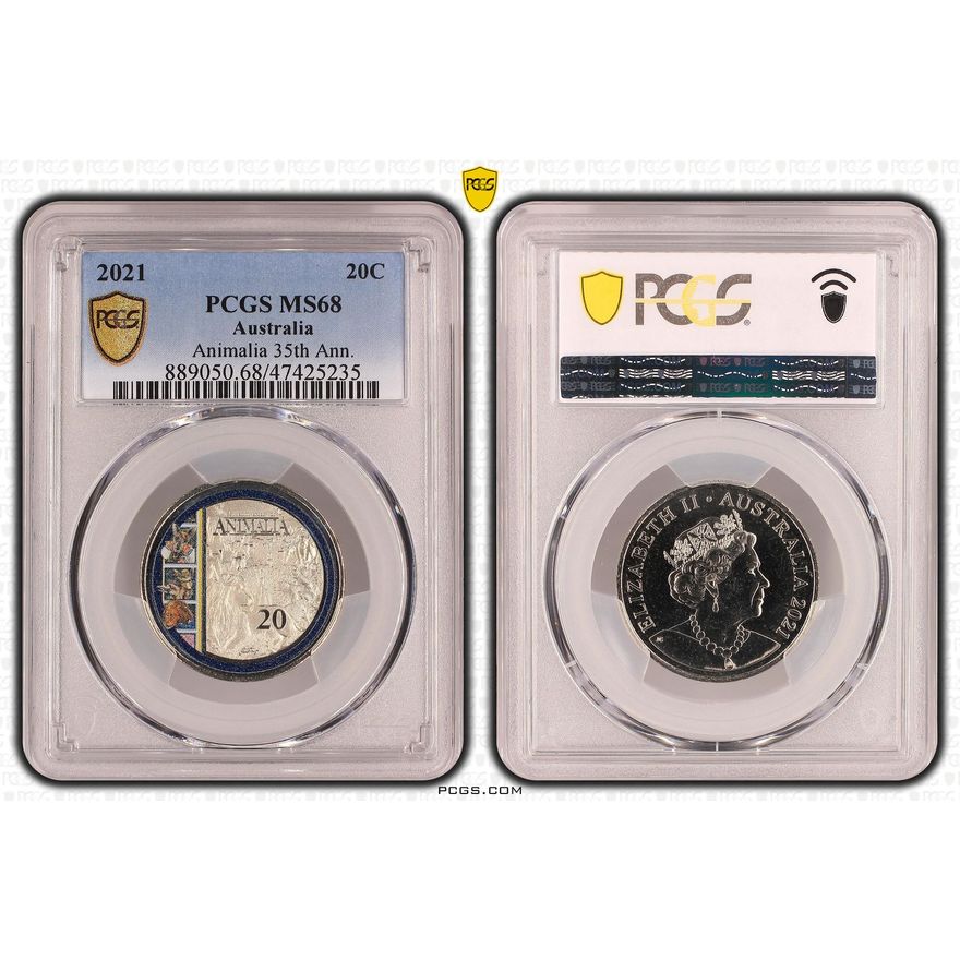Animalia 35th Ann. , Twenty Cent, 2021, PCGS MS68