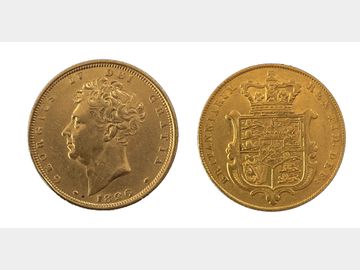1826 King George IV Bare Head Gold Sovereign.
