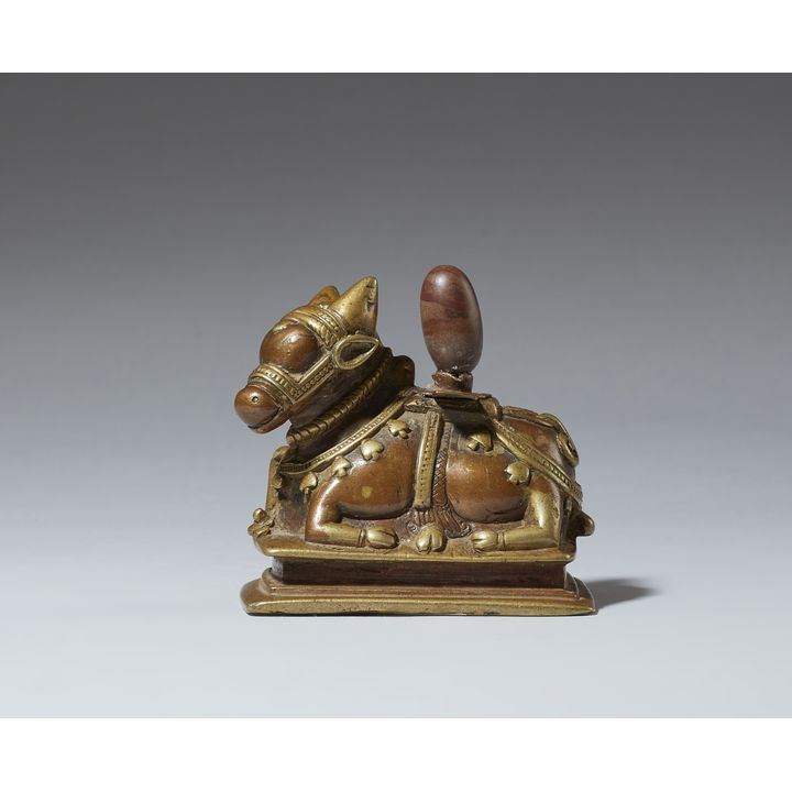 A Maharashtra copper alloy figure of Nandi. Central India. 18/19th century