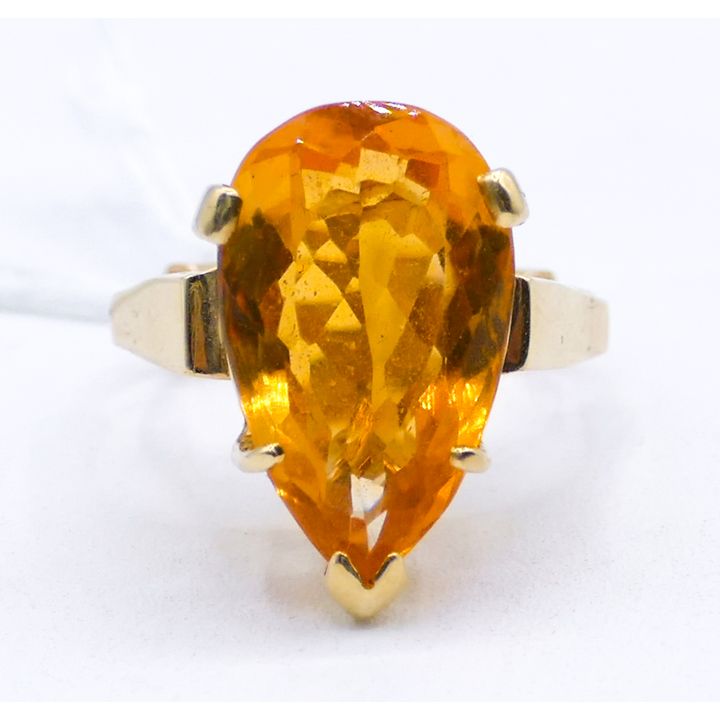 Ladies 14k Tear Drop Citrine Ring Size 7.5 - 9.5 Grams