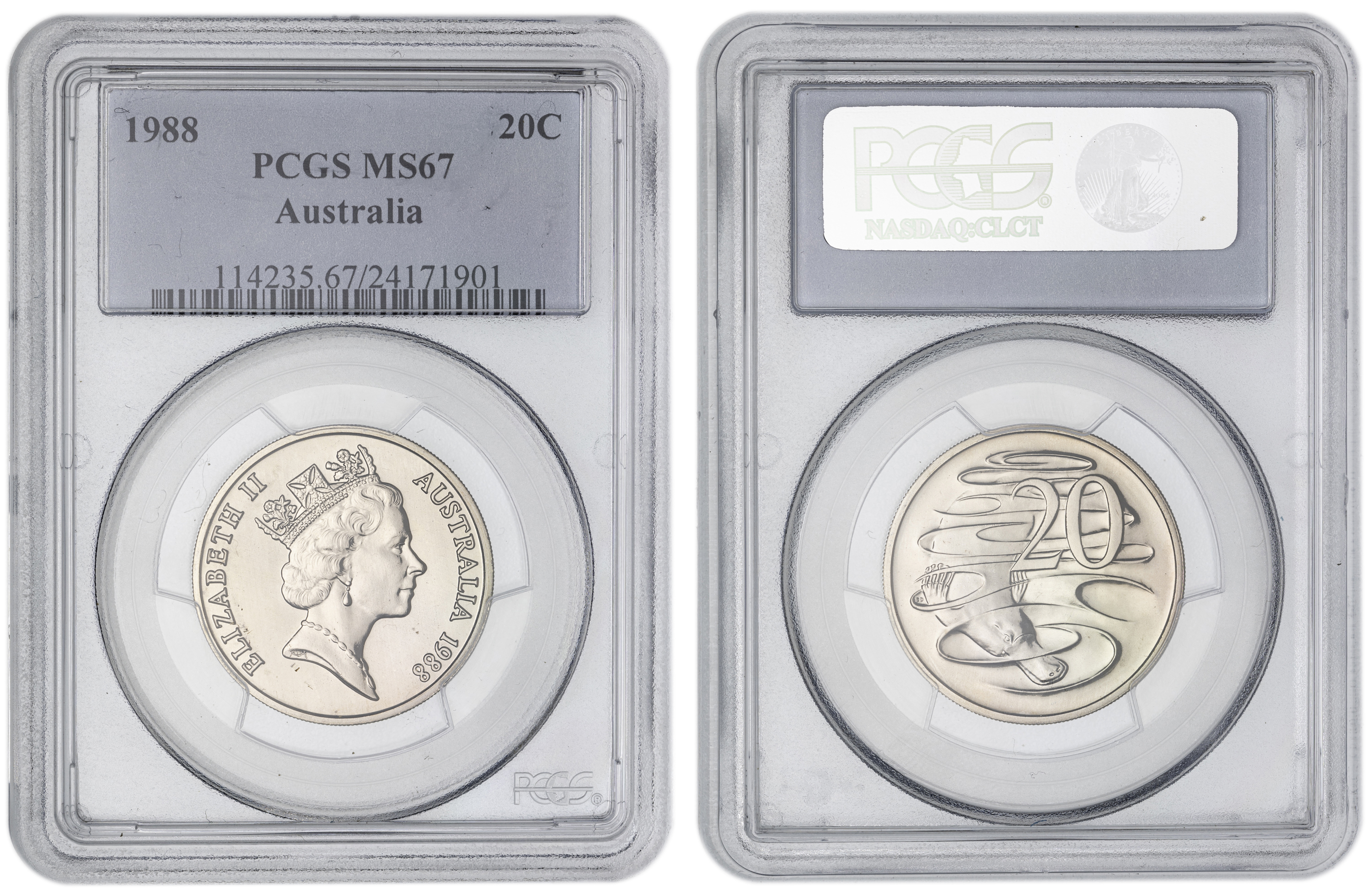 , Twenty Cent, 1988, PCGS MS67