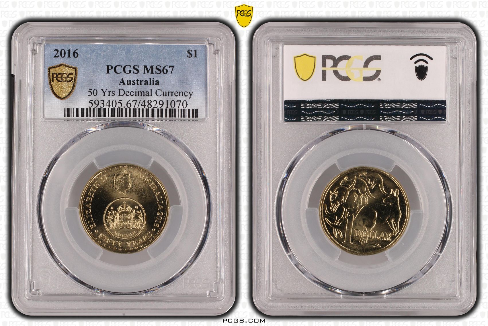 261 · 50 Yrs Decimal Currency, One Dollar, 2016, PCGS MS67