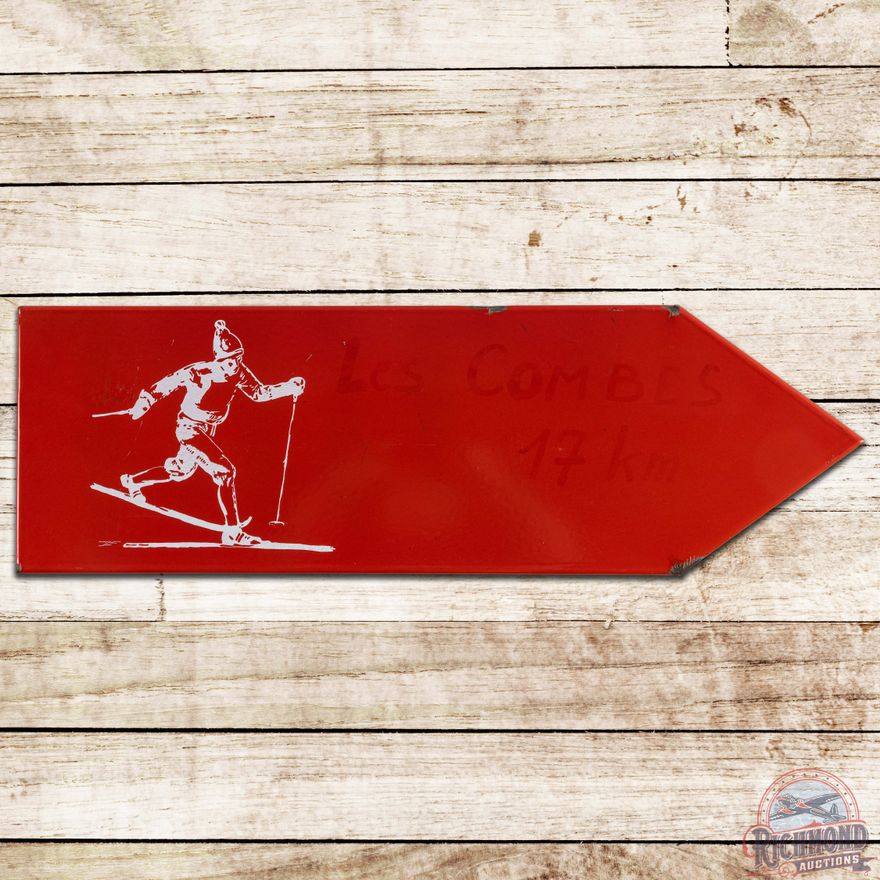 Unique Skiing Die Cut Directional SS Porcelain Arrow Sign