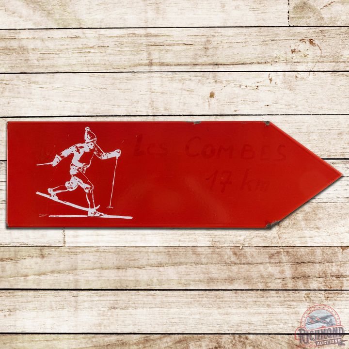 Unique Skiing Die Cut Directional SS Porcelain Arrow Sign