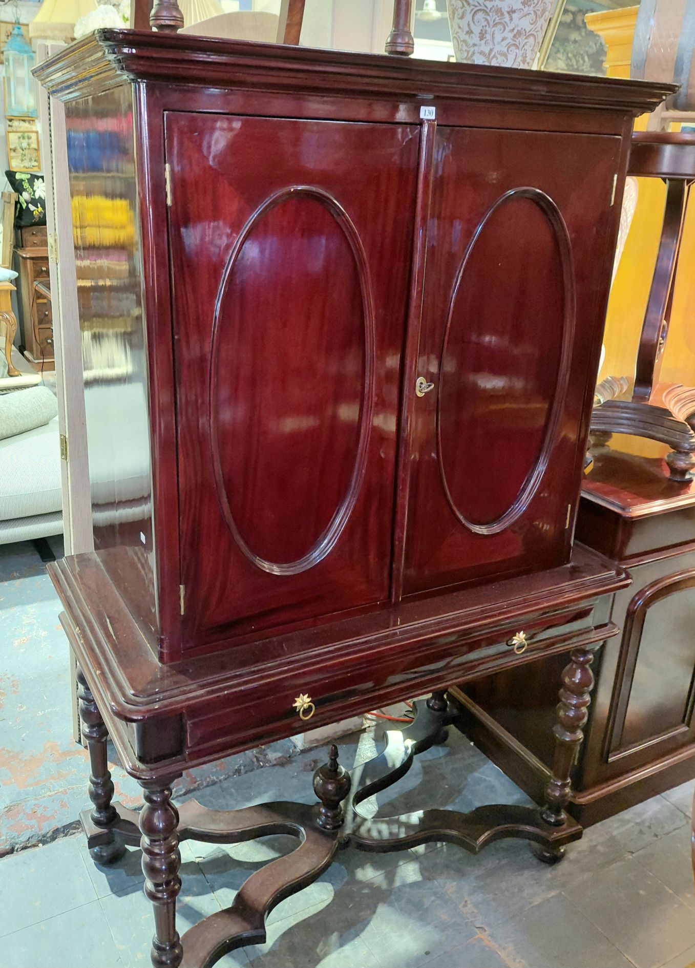 130 · POLISHED MAHOGANY DRINKS CABINET