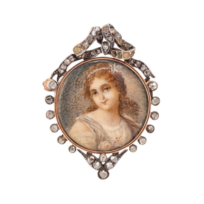 FRENCH, ANTIQUE, DIAMOND PORTRAIT BROOCH