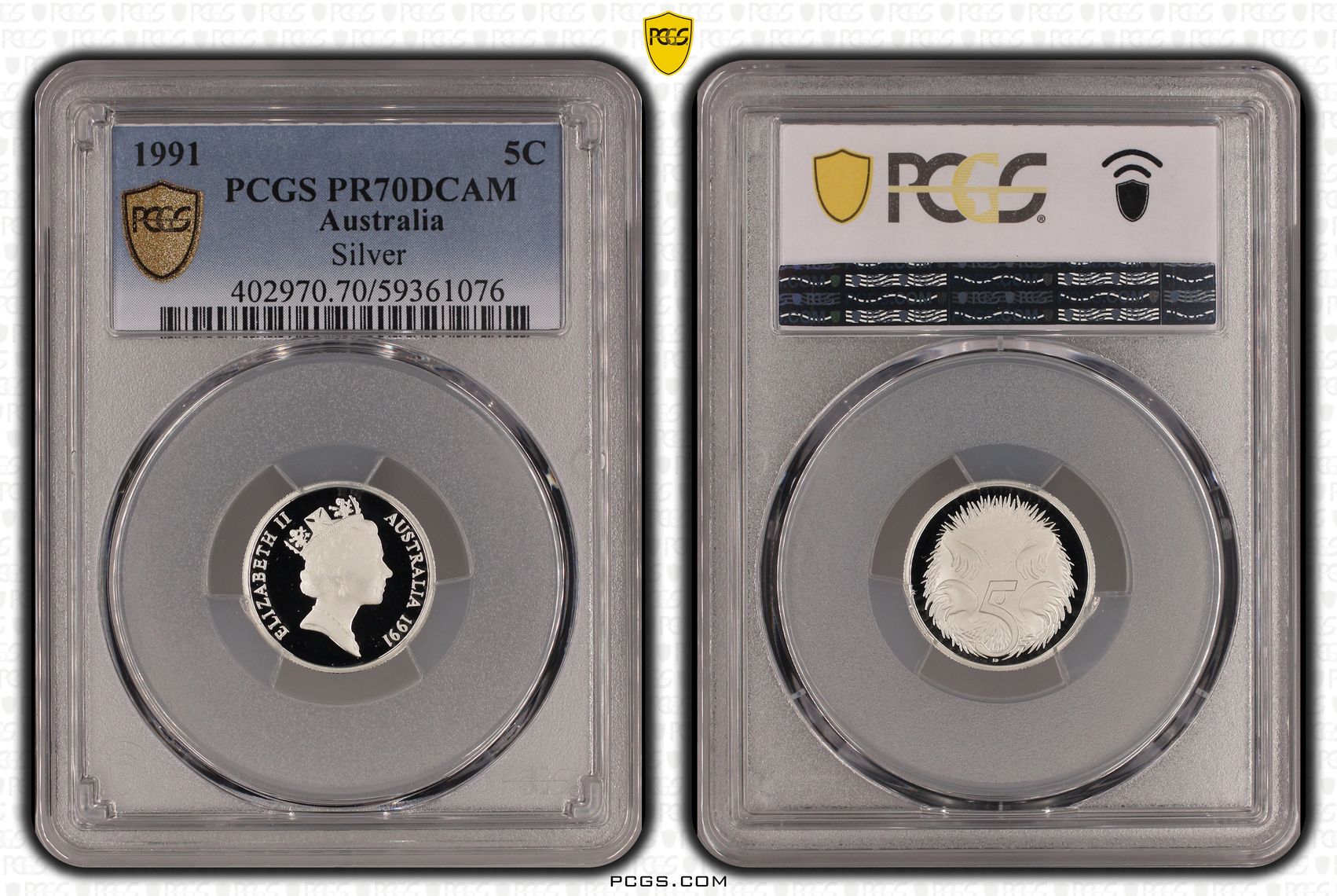 Elizabeth II, Silver, Five Cent, 1991, PCGS PR70DCAM