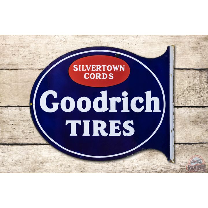 Goodrich Silvertown Cord Tires Porcelain Flange Sign TAC 8.25