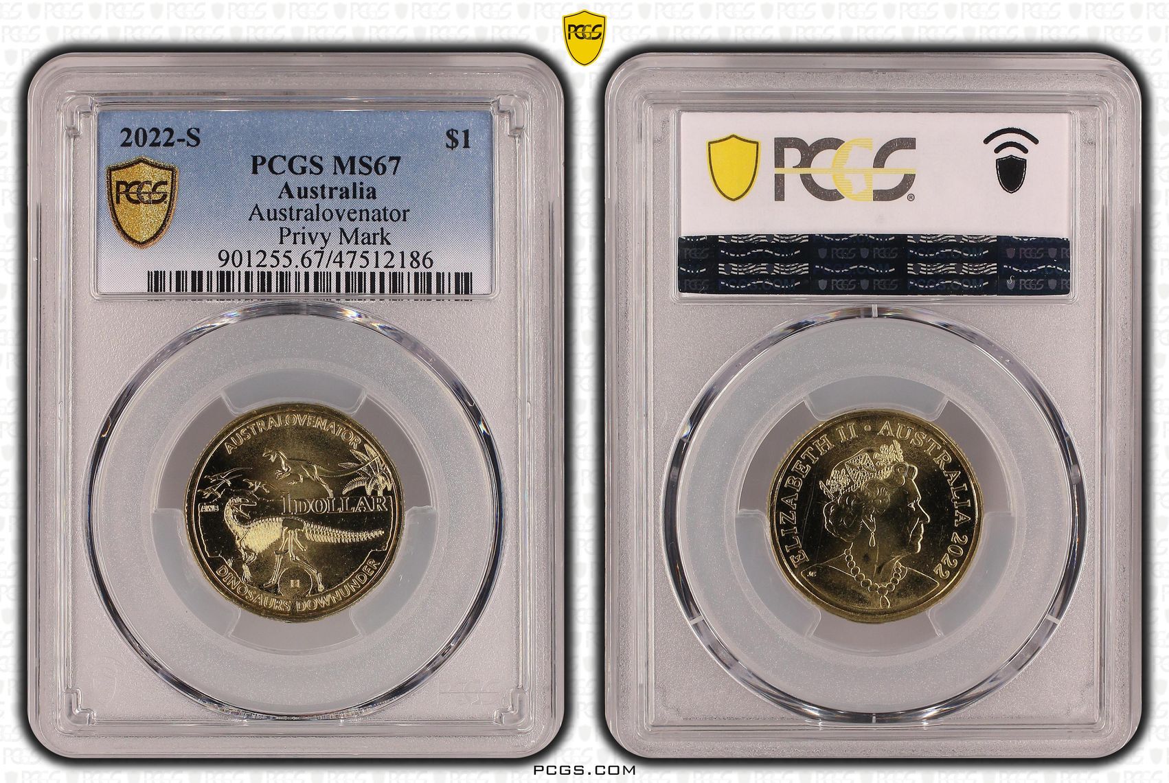 Australovenator - Privy Mark, One Dollar, 2022-S, PCGS MS 67