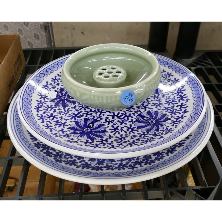 Stack 3pc Asian Porcelain Bowls 5'' to 10''