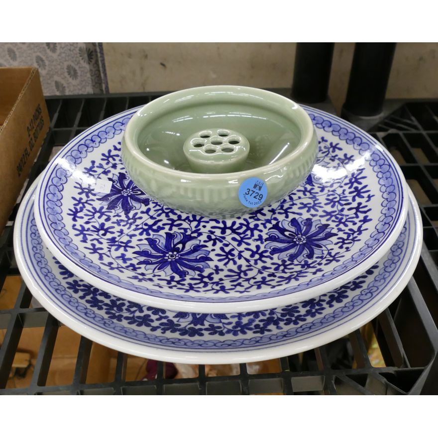 Stack 3pc Asian Porcelain Bowls 5'' to 10''