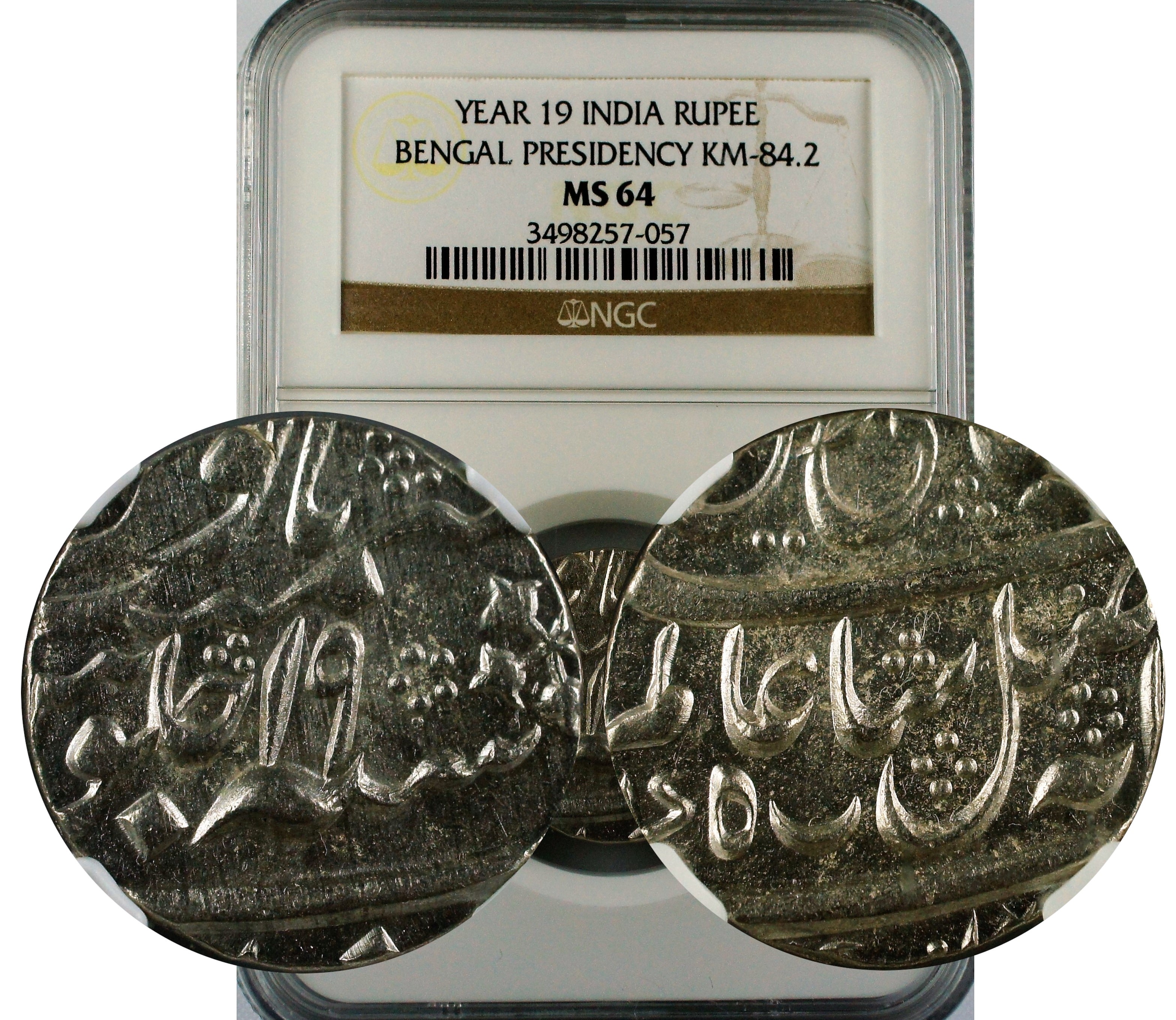 India Bengal Presidency Year 19 Rupee NGC MS64