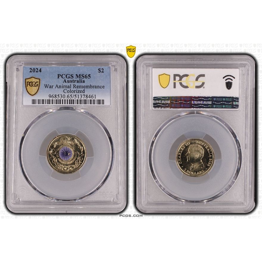 War Animal Remembrance Colorized, Two Dollar, 2024, PCGS MS65