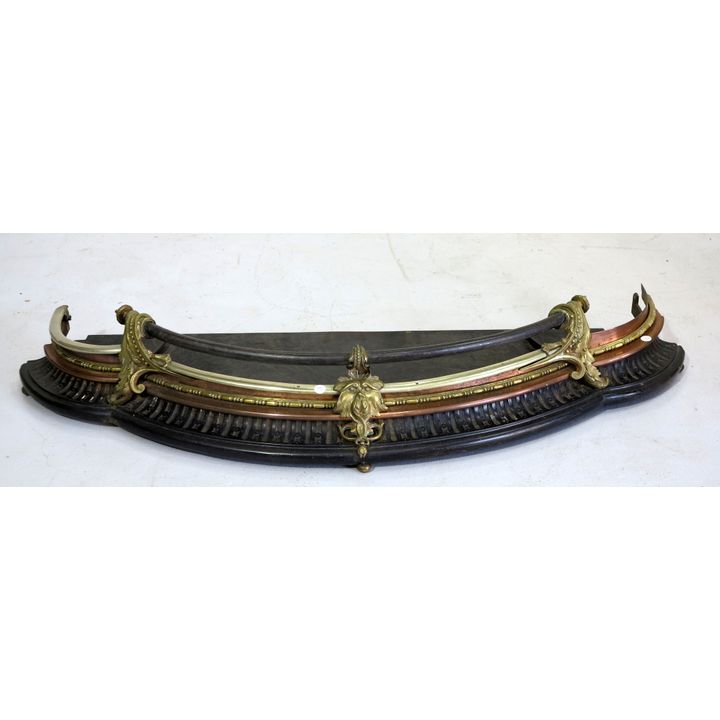 FINE VICTORIAN CAST IRON, BRASS AND COPPER FIRE FENDER