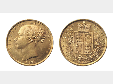 1871 Queen Victoria Young Head London Mint #Die 31 Shield Gold Sovereign.