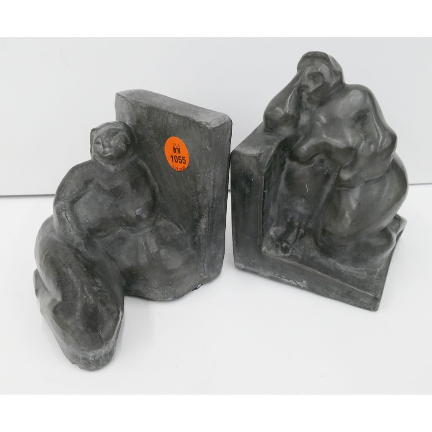 Pair Eduardo Strauch 'Rubenesque Nude Women' Hydrostone Bookends- 5''