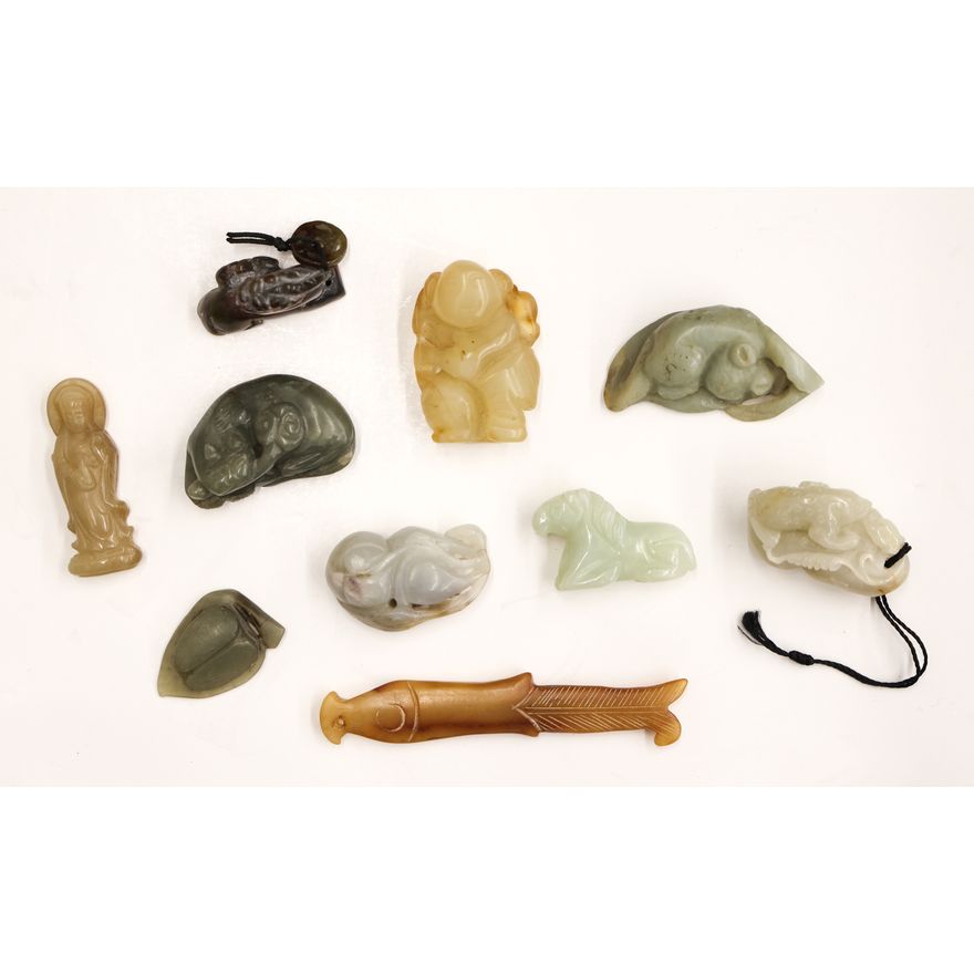 10pc Chinese Jade Assorted Small Carvings