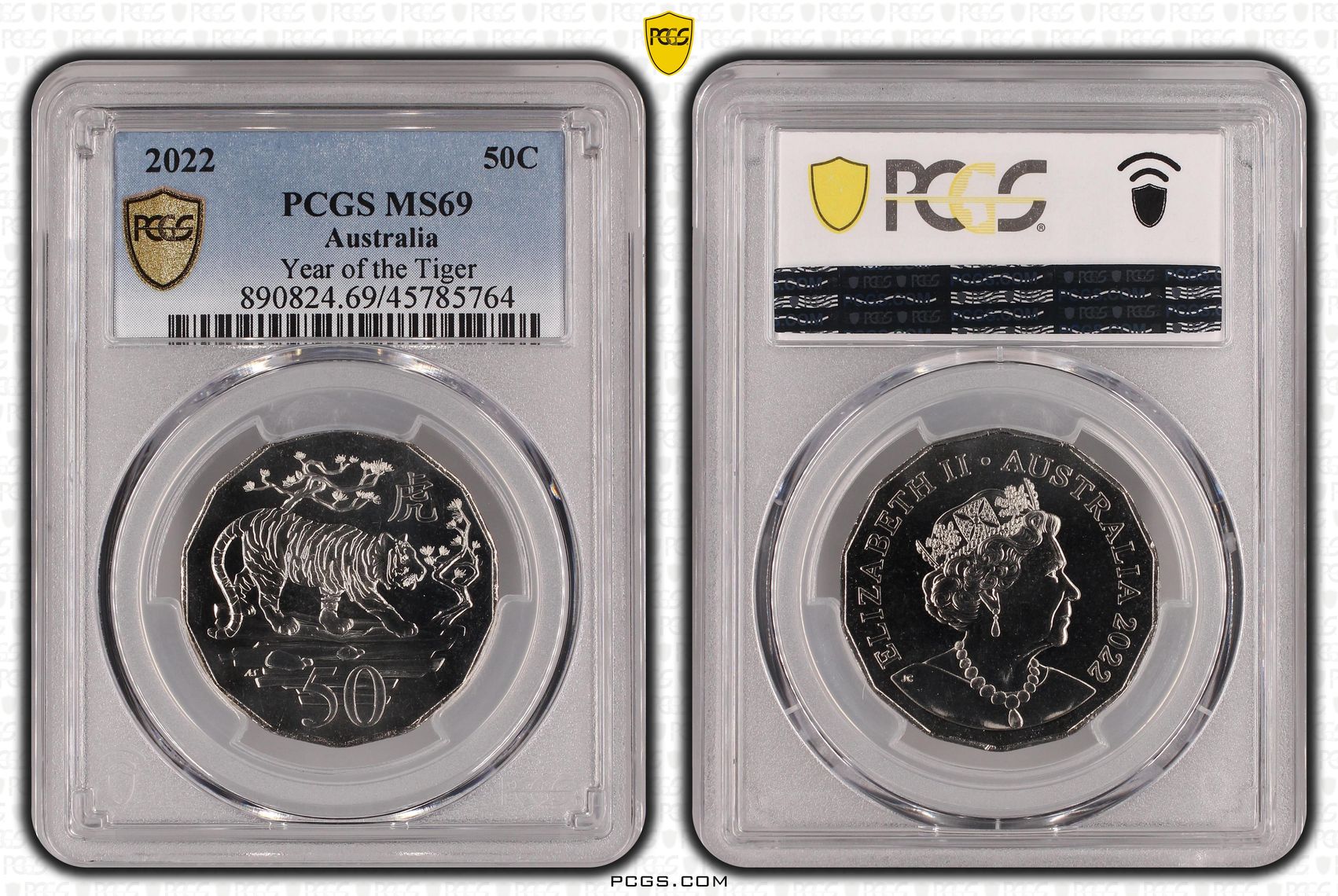 Year of the Tiger, Fifty Cent, 2022 POP Report 24/0, PCGS MS 69