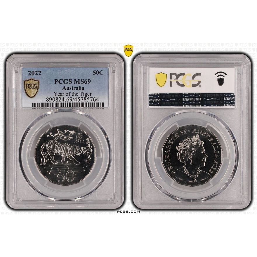 Year of the Tiger, Fifty Cent, 2022 POP Report 24/0, PCGS MS 69