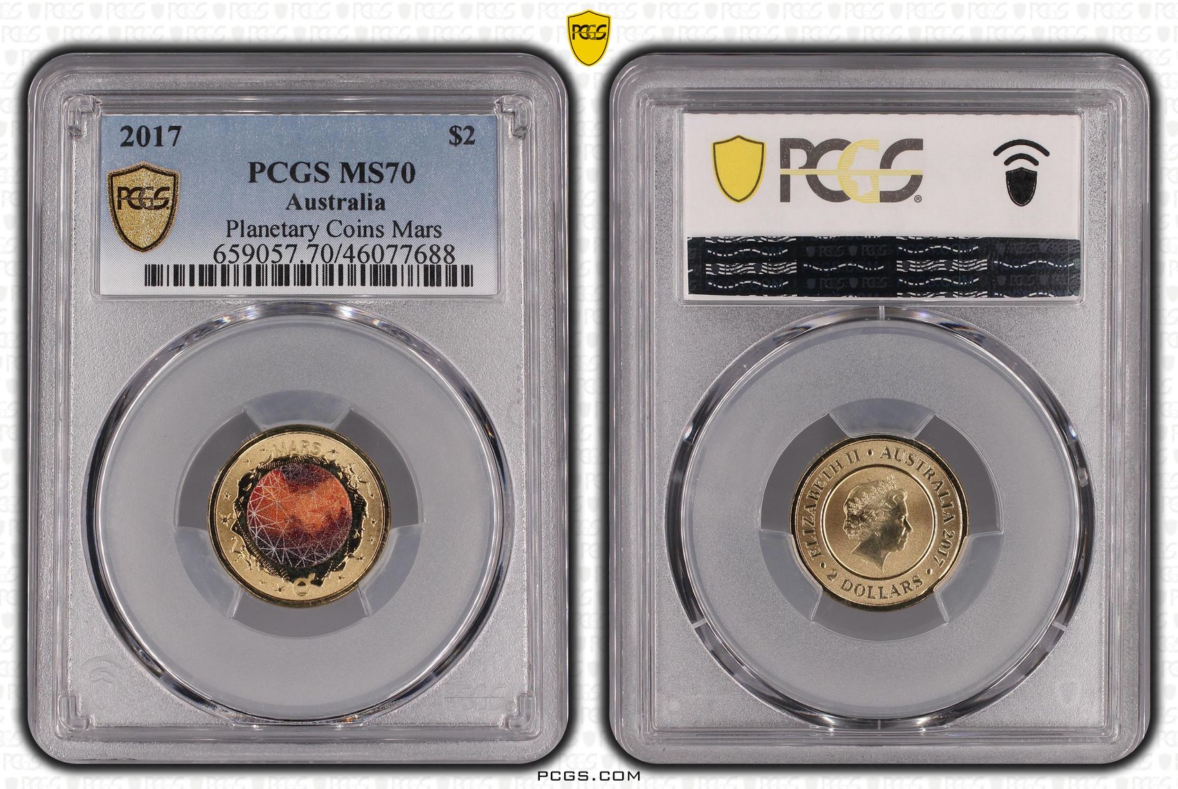 2017 Australia Two Dollar, $2 Planetary Coins Mars PCGS - MS70 POP 62/0 -688