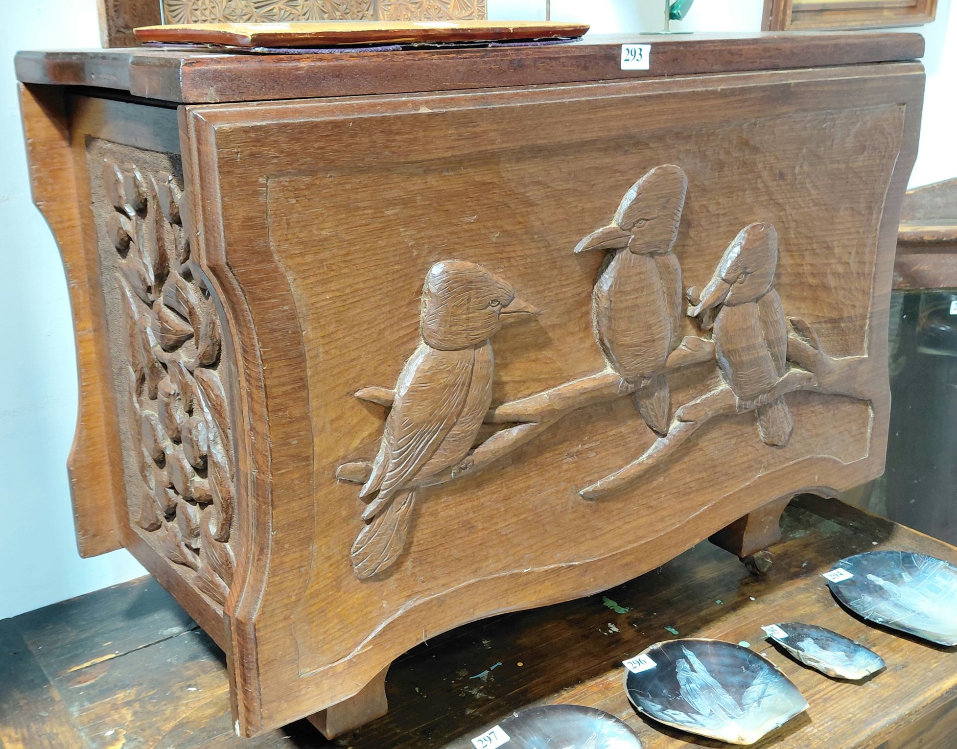 Carved Blackwood Storage Chest,
