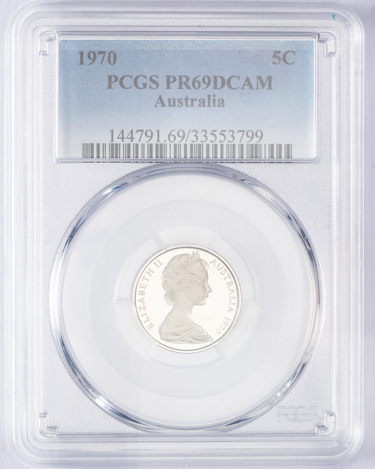 Elizabeth II, Five Cent, 1970, PCGS PR69DCAM