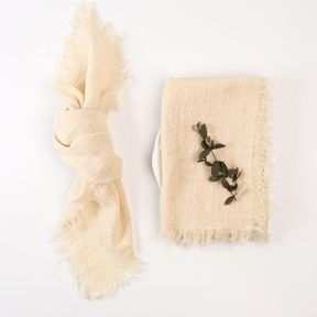 7" X 0.5" (SET OF 10) HANDMADE GAUZE NAPKINS 16.5X16.5 INCHES 100% COTTON CLOTH NAPKINS WITH FRINGE, SET OF 10 VERSATILE HANDMADE