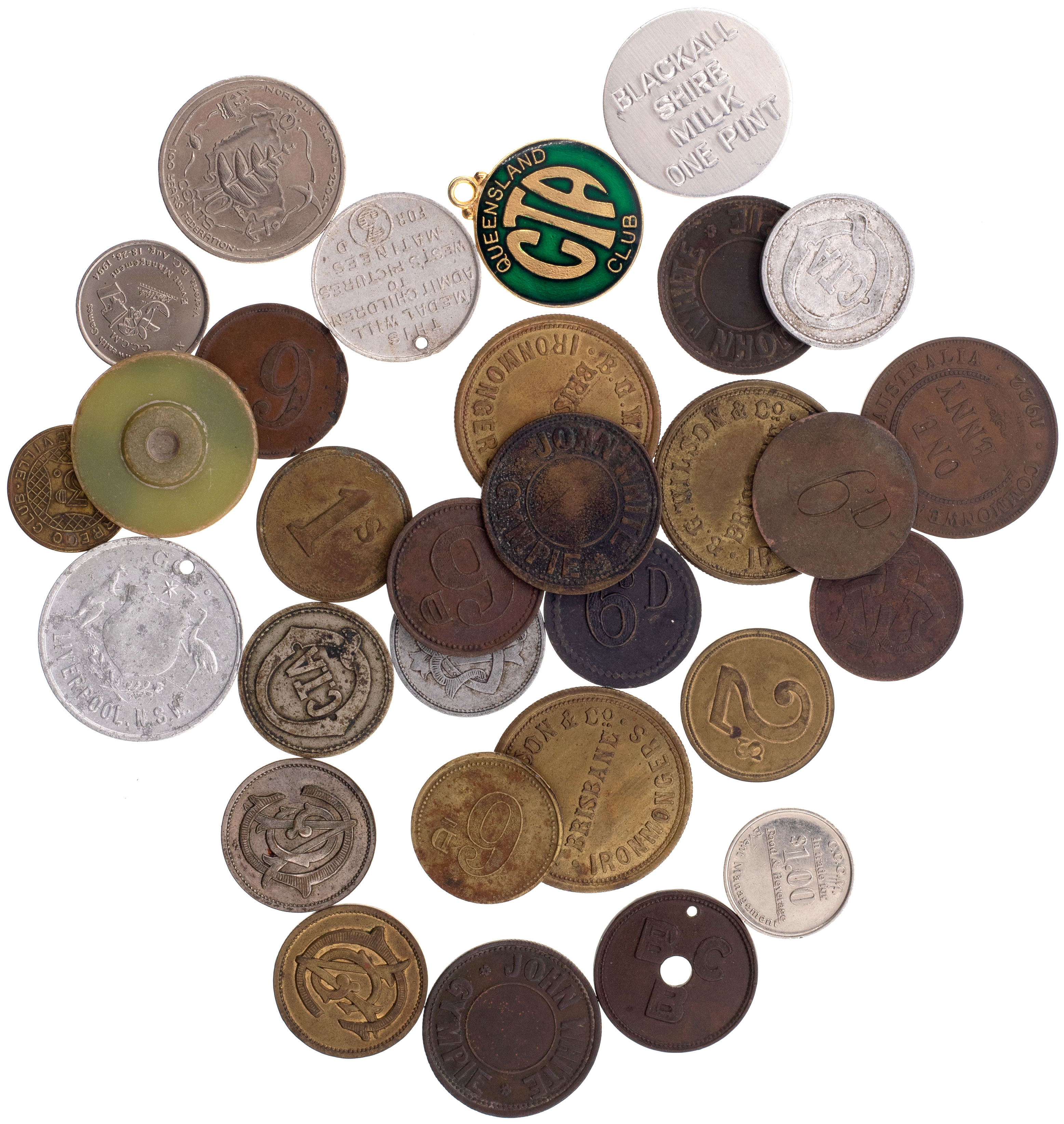 19th/20th Century Tokens, 1880 - 1970, VF - EF