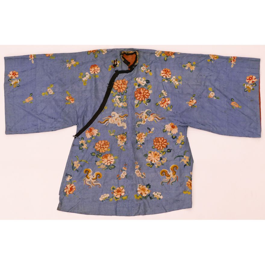 Chinese Qing Silk Embroidered Mandarin Robe