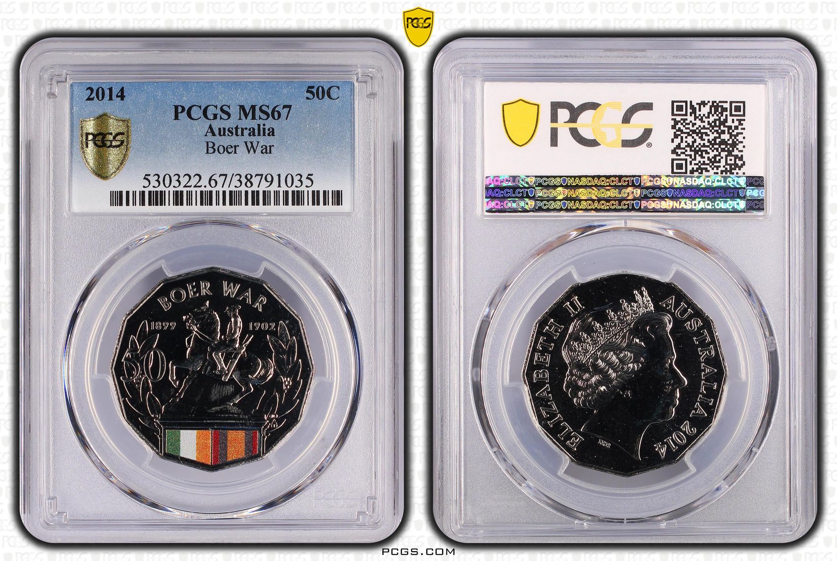 2014 Australia Fifty Cent, 50c Boer War PCGS - MS67 -035