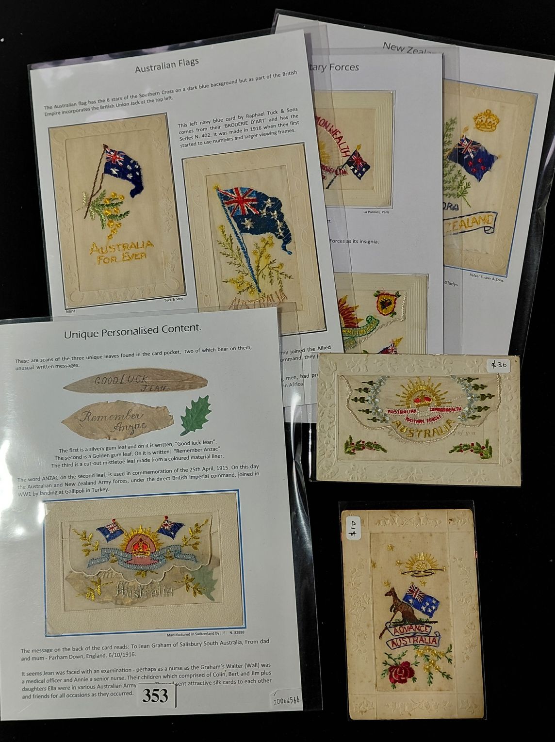 353 · SILK POSTCARDS - WWI AUSTRALIA