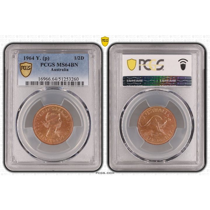 Elizabeth II, Half Penny, 1964, PCGS MS64BN