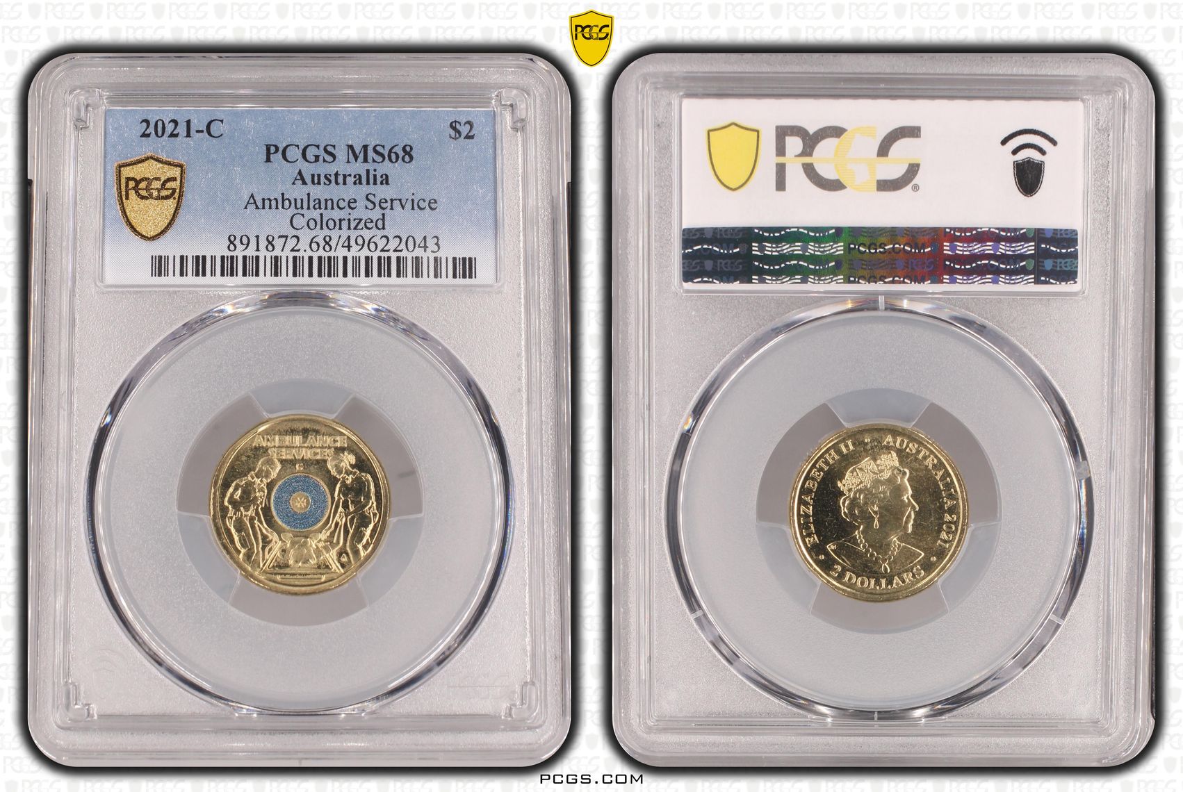 Ambulance Service Colourised, Two Dollar, 2021-C, PCGS MS68