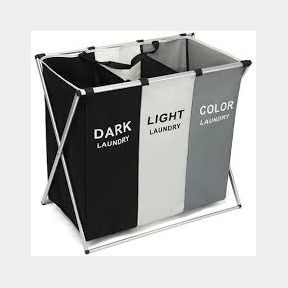 3 Compartment Laundry Hamper Collapsible Aluminium Basket - Fill up each compartment to easily- 51745/18588