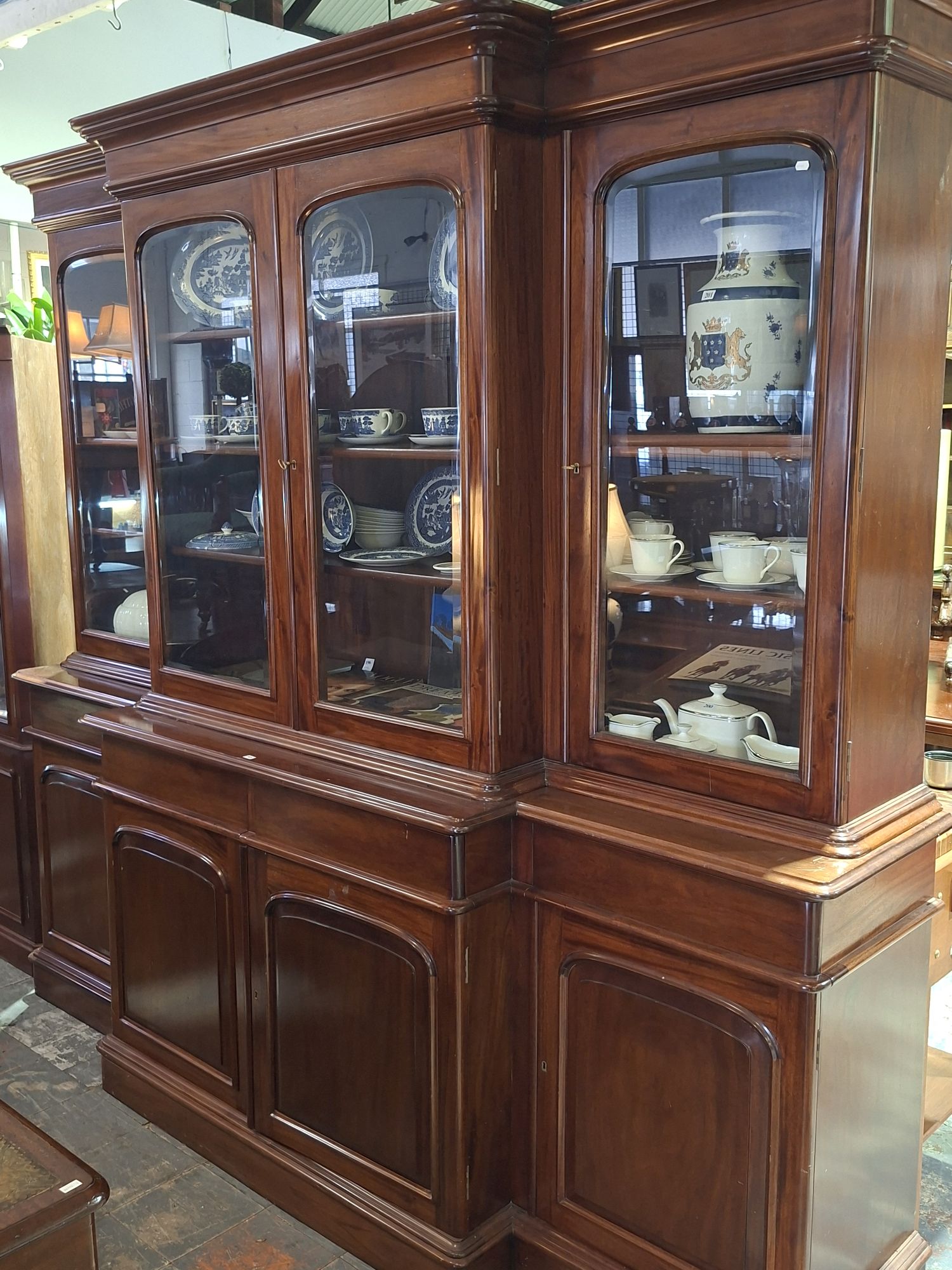 Victorian Style Breakfront Bookcase