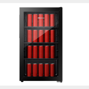HISENSE 91L FREE STANDING BEVERAGE COOLER - BLACK ( one foot missing)