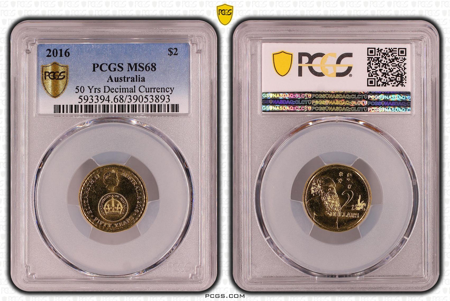 2016 Australia Two Dollar, $2 50 Yrs Decimal Currency PCGS - MS68 -893